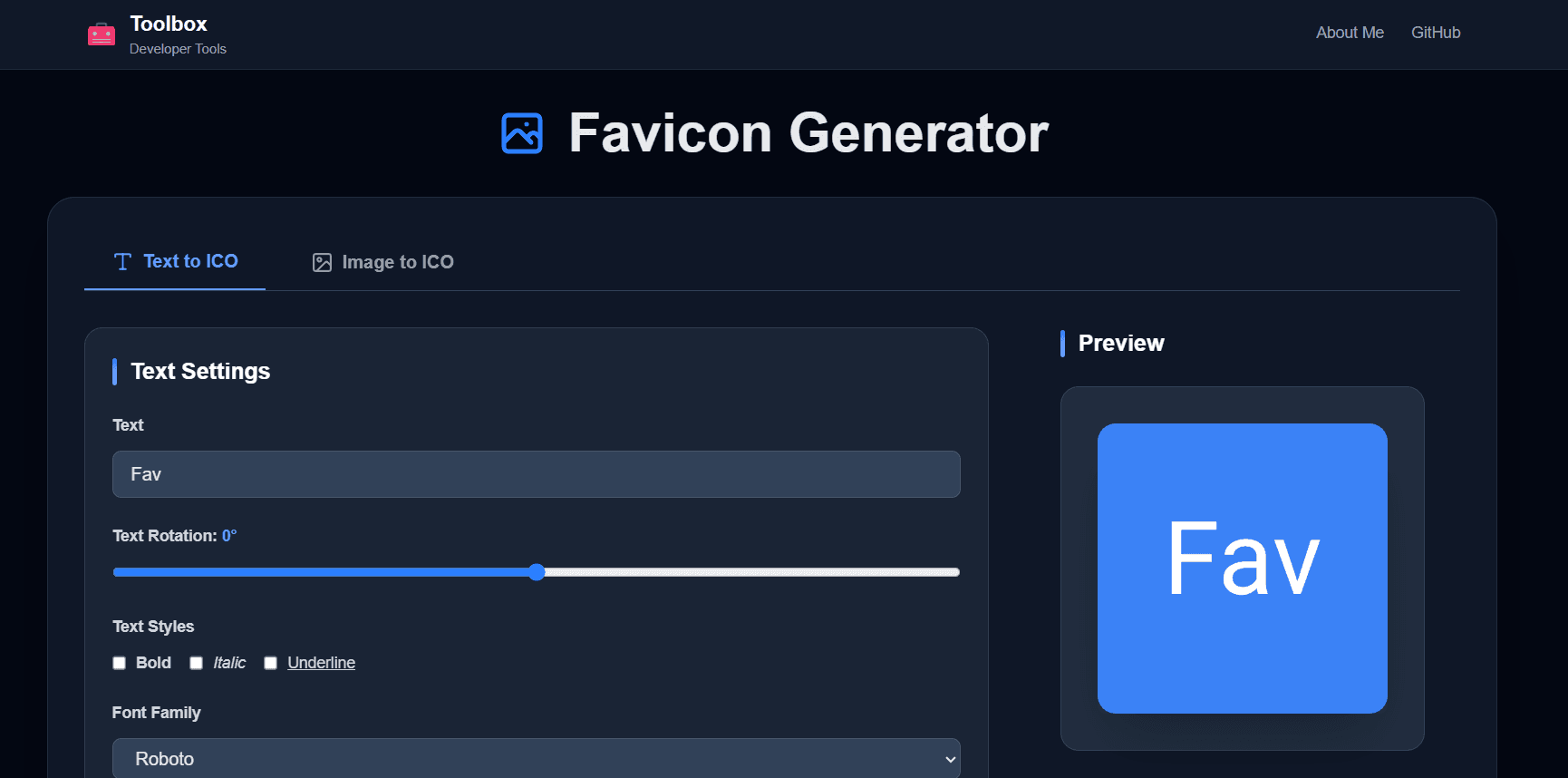 Favicon Generator Main Interface
